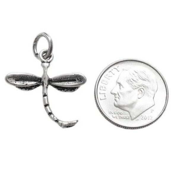 DRAGONFLY CHARM IN 3D. STERLING SILVER. - Picture 2 of 2